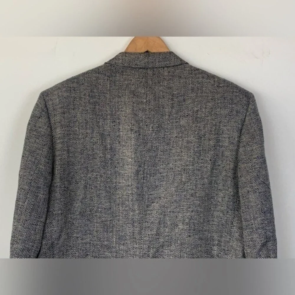 Vintage Walter Pye's LeBaron Clothes Blazer Jacket Dark Blue Herringbone 43L EUC
